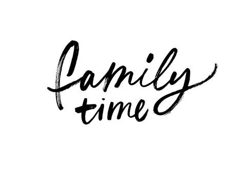 Family time vector hand drawn black calligraphy. Stock Illustration