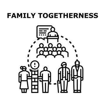 Family togetherness communicating problems and seeking support Stock Illustration