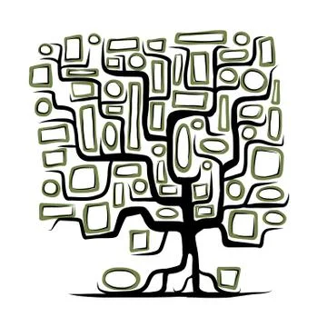 Family tree concept with empty frames Illustrazione stock