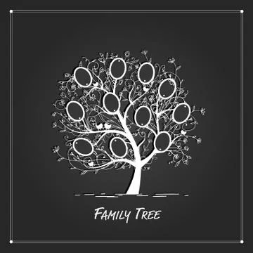 Family tree design, insert your photos into frames Stockillustratie