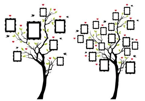 Family tree with photo frames, vector Stock Illustration