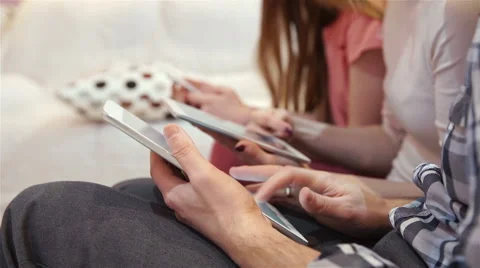 Family uses a tablet Stock Footage 60036908