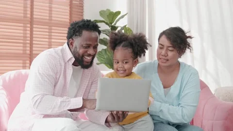 Family using digital tablet video call application with their family Stock Footage 209124645