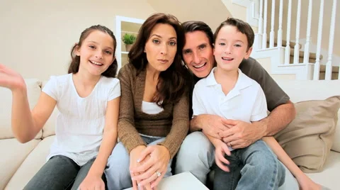 Family Using Interactive Communication Stock Footage 2974365