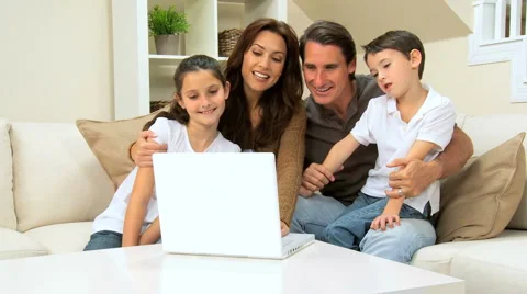 Family Using Internet Webchat Stock Footage 2975867