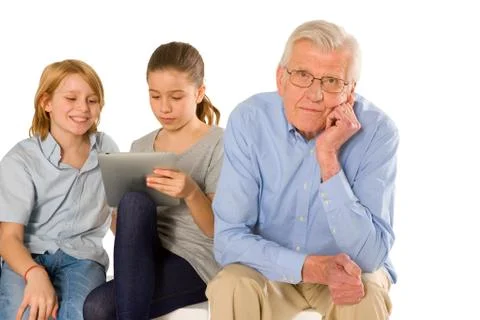 Family using pc tablet Stock Photos