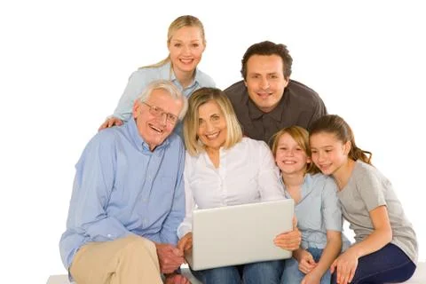 Family using pc tablet Stock Photos
