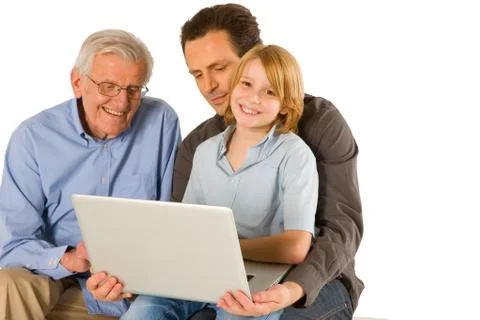Family using pc tablet Stock Photos