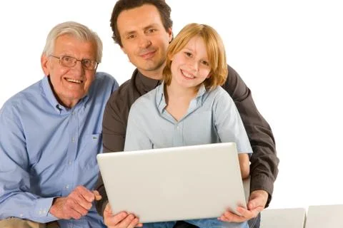 Family using pc tablet Stock Photos