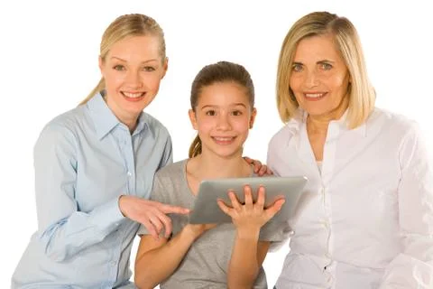 Family using pc tablet Stock Photos