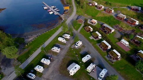 Family vacation travel, holiday trip in motorhome RV. Stock Footage