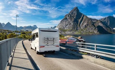 Family vacation travel RV, holiday trip in motorhome Stock Photos