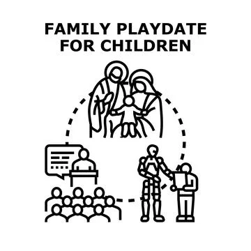 Family values, technology, and learning concepts illustration Stock Illustration