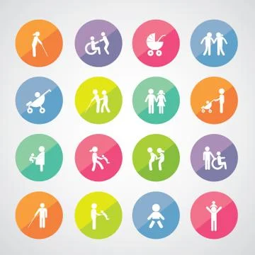 Family vector icon set Stock Illustration