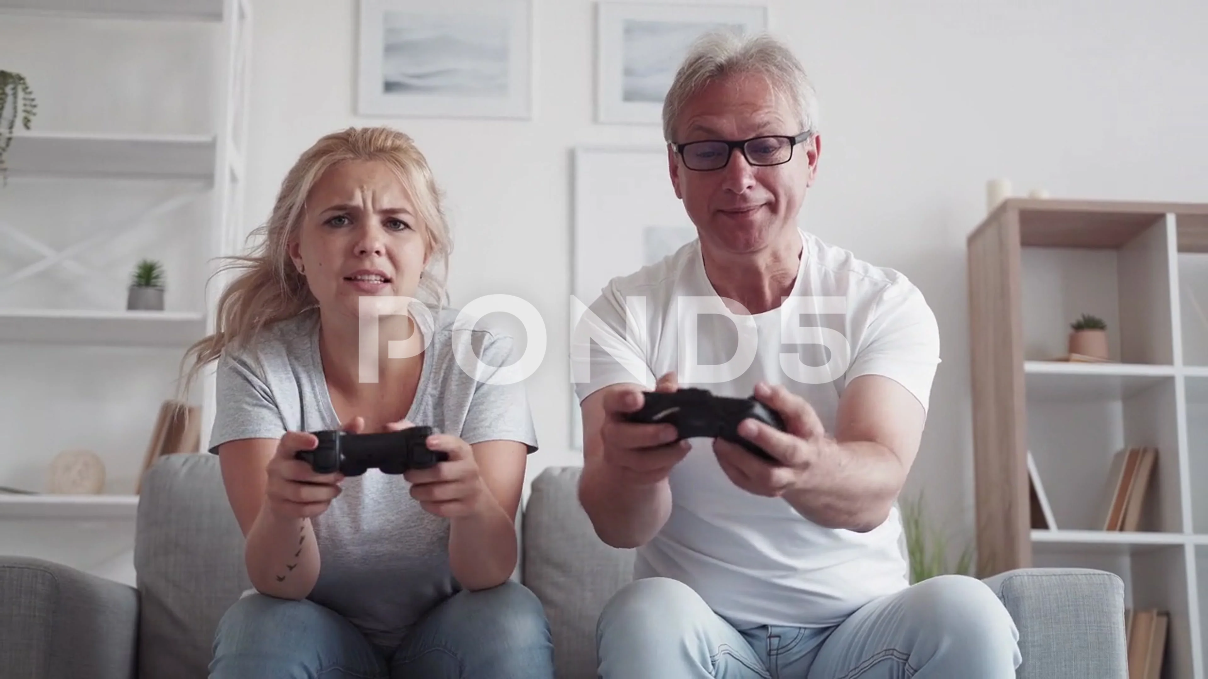 family video game father playing unfair daughter