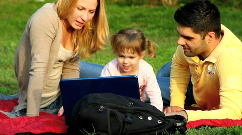 Family watching computer Video stock 33734639