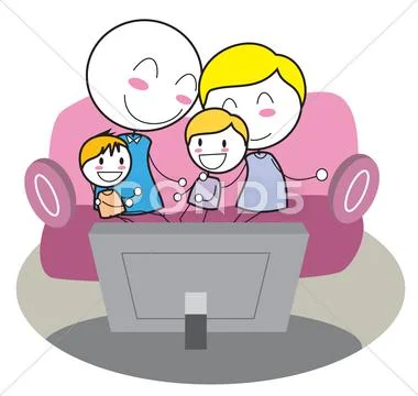Family watching tv Stock Illustration