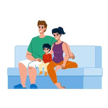 Family watching tv vector Stock Illustration