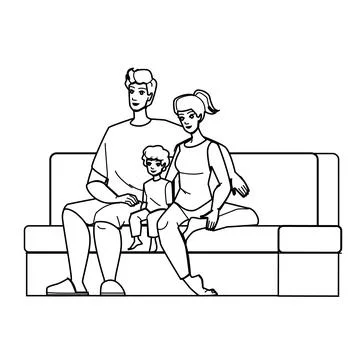 Family watching tv vector Stock Illustration