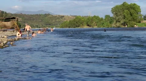 Family week end at the river Stock Footage 45969913