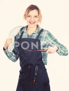 Family weekend. Picnic barbecue. food cooking recipe. Woman hold kitchen Stock Photos