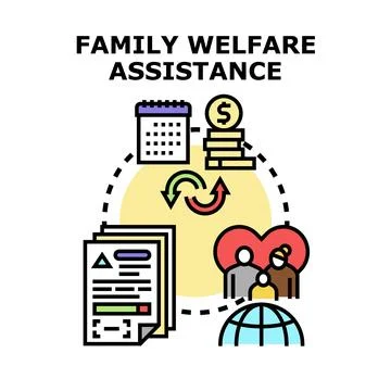 Family welfare assistance program concept planning Illustration