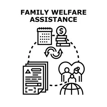 Family welfare assistance program concept planning Illustration
