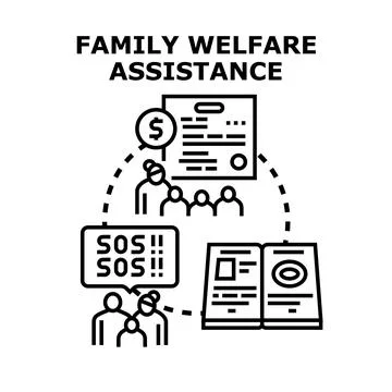 Family welfare assistance program receiving financial support 스톡 일러스트