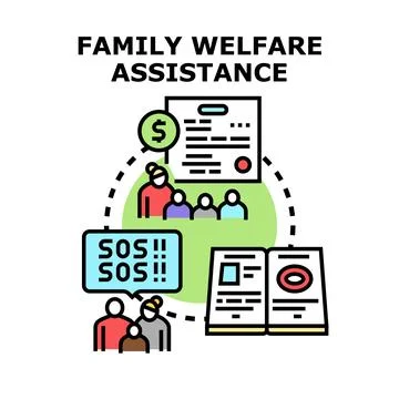 Family welfare assistance program receiving financial support Stock Illustration