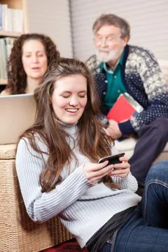 Family with wireless technology Stock Photos