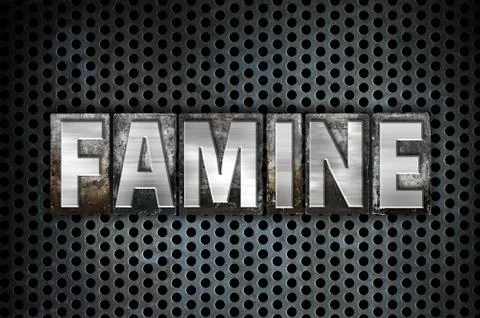 Famine Concept Metal Letterpress Type Stock Illustration