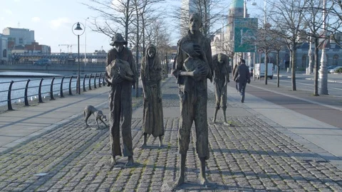 Famine Memorial, Dublin Stock Footage 123640106