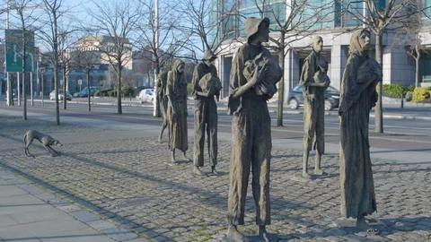 Famine Memorial, Dublin Stock Footage 123640567