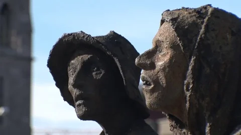 Famine Memorial in Dublin, Ireland 스톡 동영상 80904842