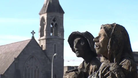 Famine Memorial in Dublin, Ireland 스톡 동영상 80904947