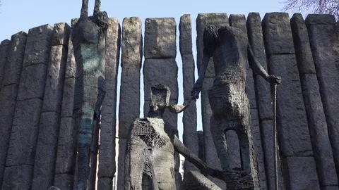 Famine Memorial by Edward Delaney, Dublin Stock Footage 124121753