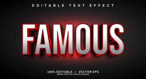 Famous 3d vector text effect with modern style design Stock Illustration