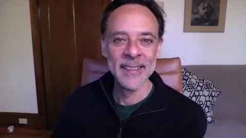 Famous actor Alexander Siddig is interviewed for movie 'Skylines' - 2020 스톡 동영상 154340404