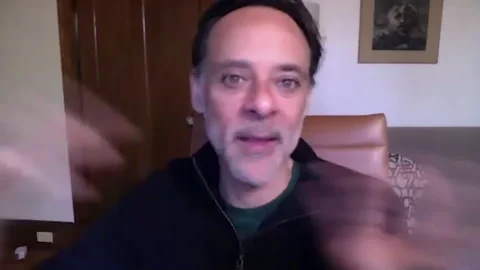 Famous actor Alexander Siddig is interviewed for movie 'Skylines' - 2020 Video stock 154341234