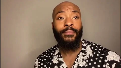 Famous actor Arinze Kene is interviewed for movie 'I'm Your Woman' - 2020 Video stock 154329704