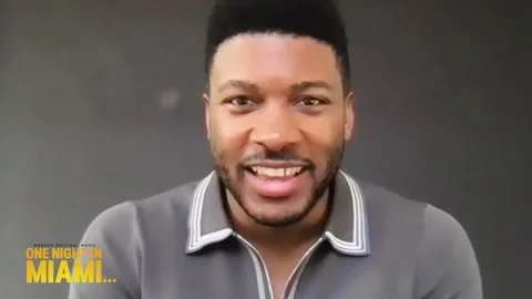 Famous actor Eli Goree is interviewed for movie 'One Night in Miami' - 2021 Video stock 154333844