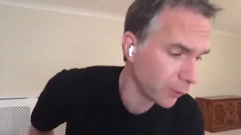 Famous actor James D'Arcy is interviewed for movie 'Made in Italy' - 2021 Video stock 154332696