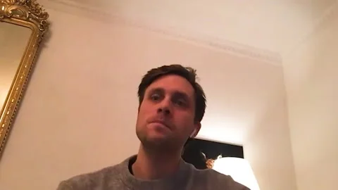 Famous actor Martin Wallstrom is interviewed for movie 'Parallel ' - 2020 Video stock 154334021