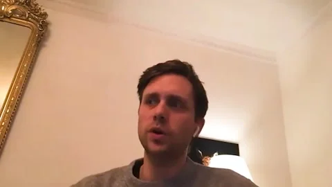 Famous actor Martin Wallstrom is interviewed for movie 'Parallel ' - 2020 Video stock 154334041