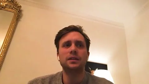 Famous actor Martin Wallstrom is interviewed for movie 'Parallel ' - 2020 Stock Footage 154334151