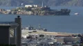 Famous Alcatraz Island San Francisco Bay Former Prison Ruins Tour Boat Ship Trip HD Footage
