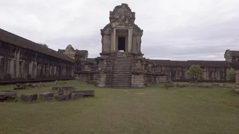 Famous angkor wat in Cambodia inside no people Stock Footage 116010490