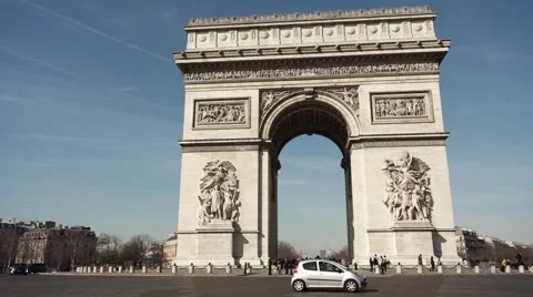 Famous Arc de Triomphe Paris monument, Panning Shot Stock Footage 47801630