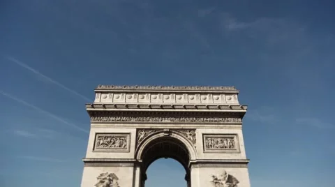 Famous Arc de Triomphe Paris monument, France - tilt down Stock Footage 47802068