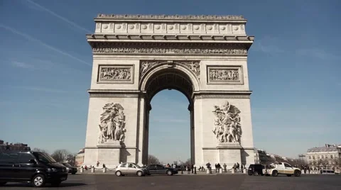 Famous Arc de Triomphe Paris monument - tilt up Stock Footage 47810041